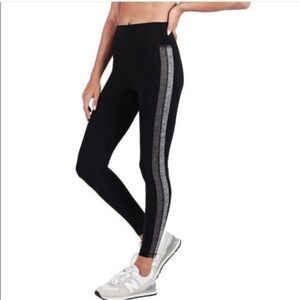 Vuori Women's Racer Legging Black Gray Striped Sporty Workout